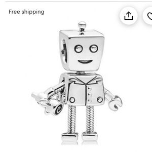 Authentic Pandora Rob bot holding a flower charm